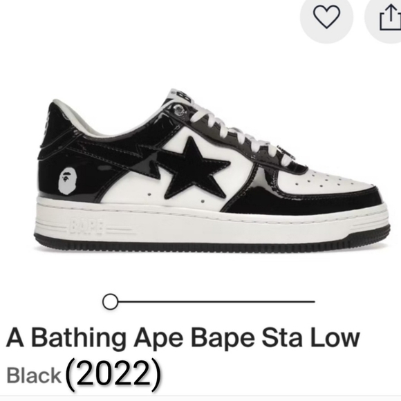 A Bathing Ape Bape Sta Low (2022) Black & White Mens 9.5 Womens 11 EUC